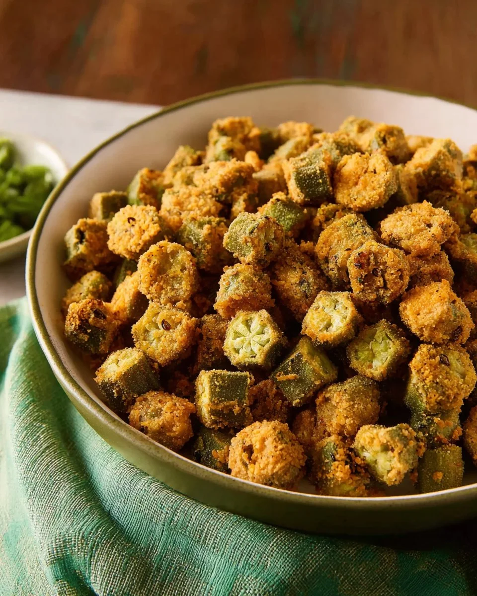 Crispy Fried Okra served on a plate, a classic Southern dish