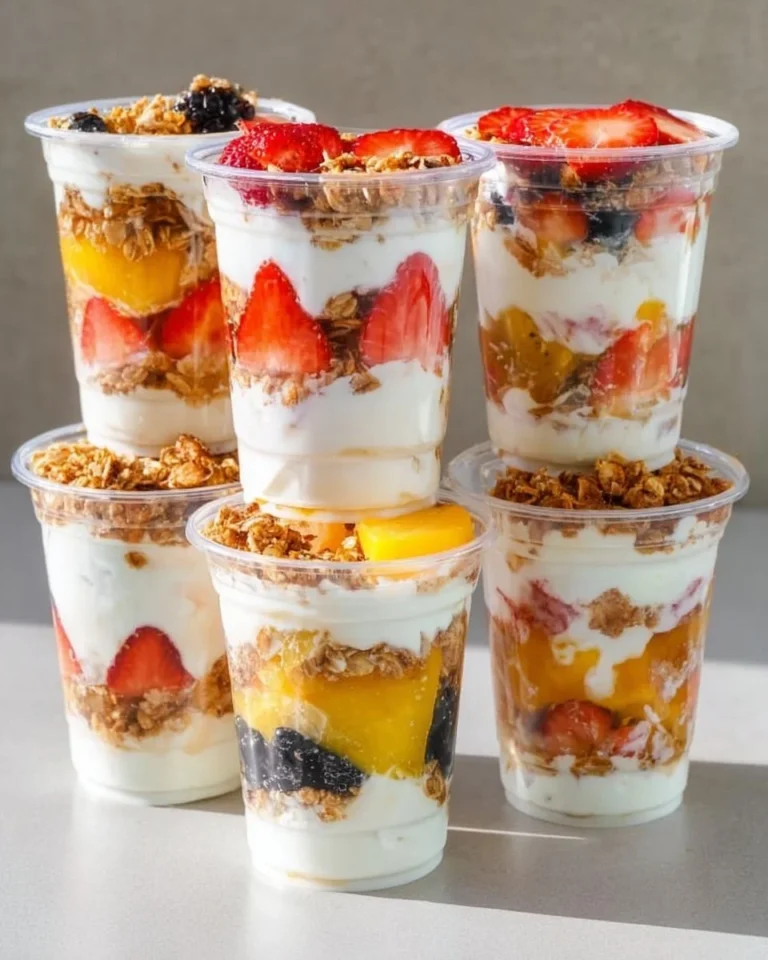 Layered make-ahead parfaits with fruit, yogurt, and granola