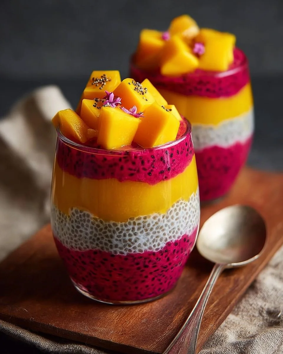 Mango and Dragon Fruit Chia Pudding