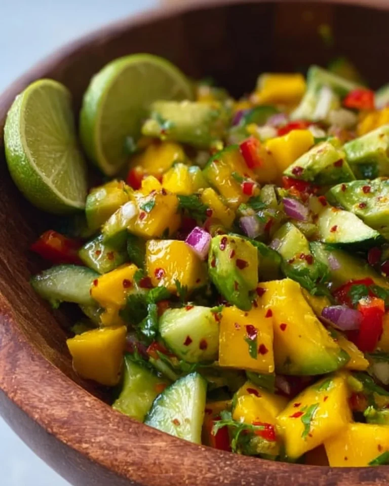 Fresh Mango Avocado Salad with vibrant colors and healthy ingredients.