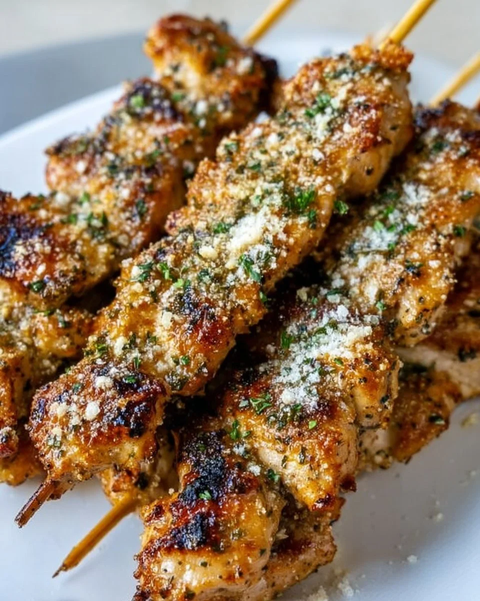 Ranch Garlic Parmesan Chicken Skewers