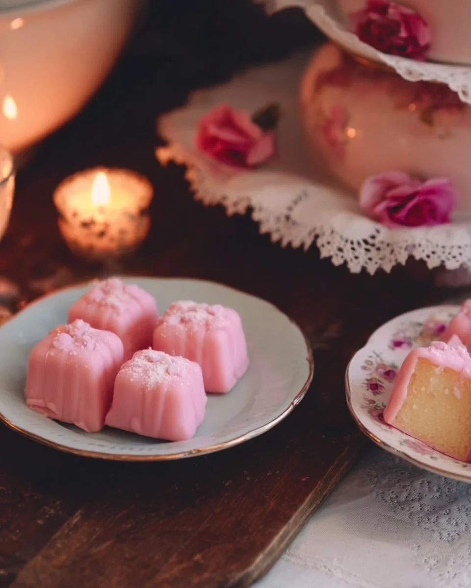 Rose & Lemon Fondant Fancies