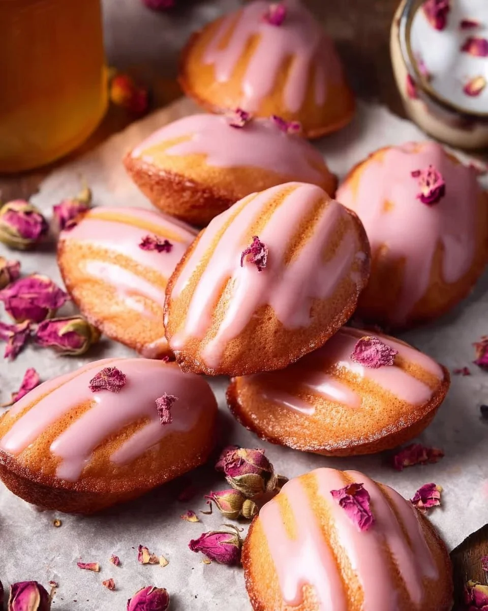 Rose Madeleines with Rose Water Glaze