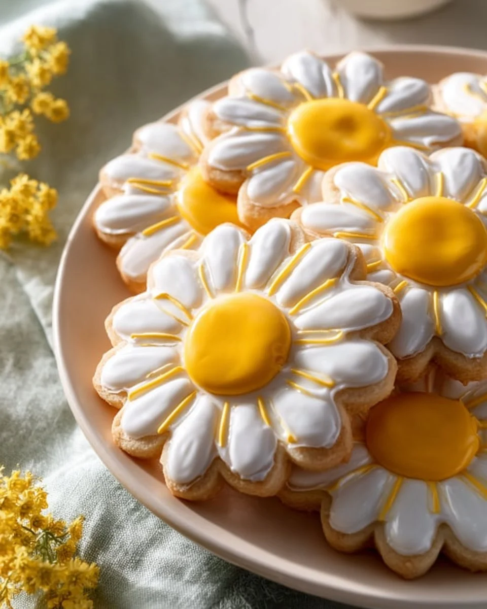 Royal Icing Daisy Cookies