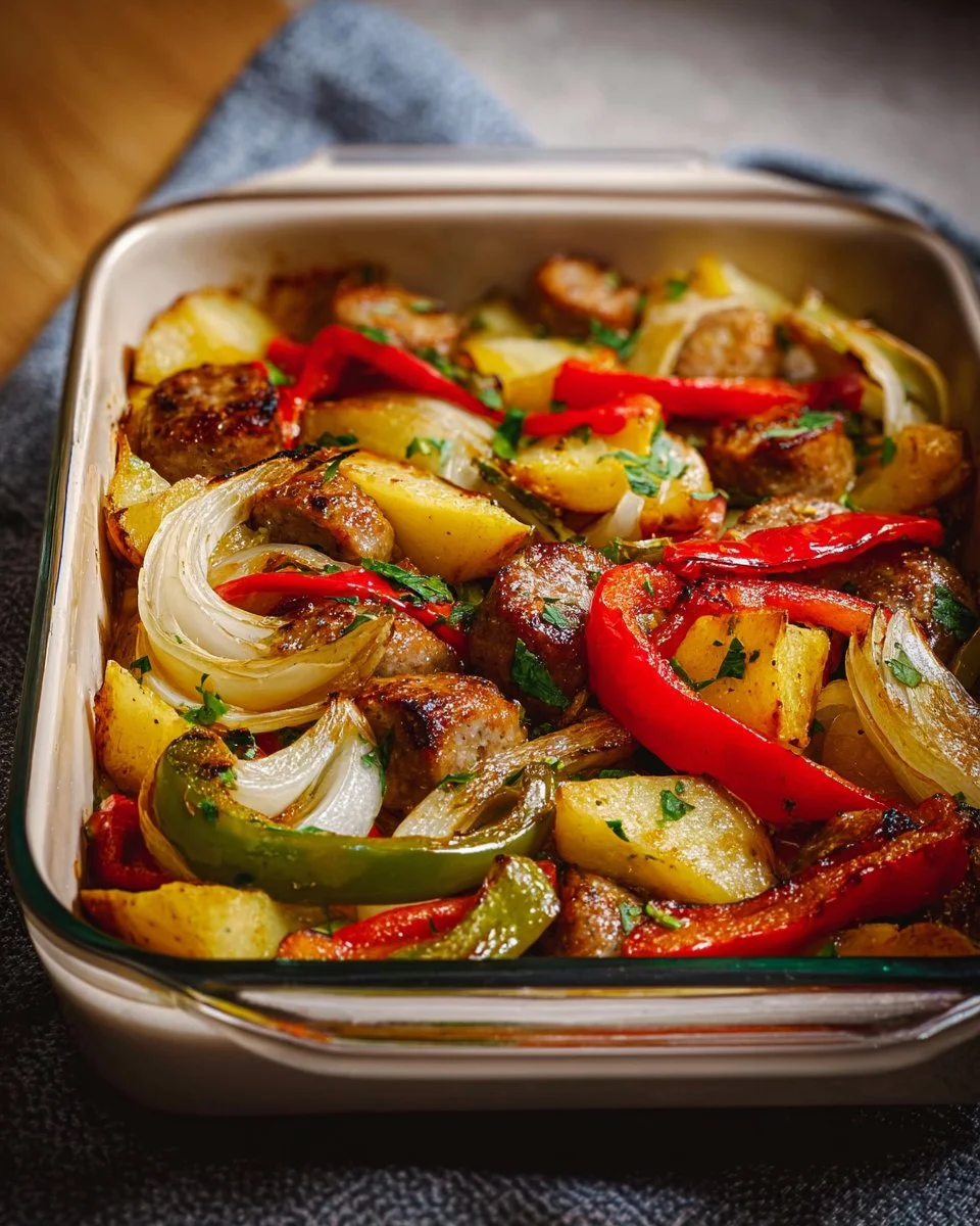 Sausage, Peppers, Onions, and Potato Bake