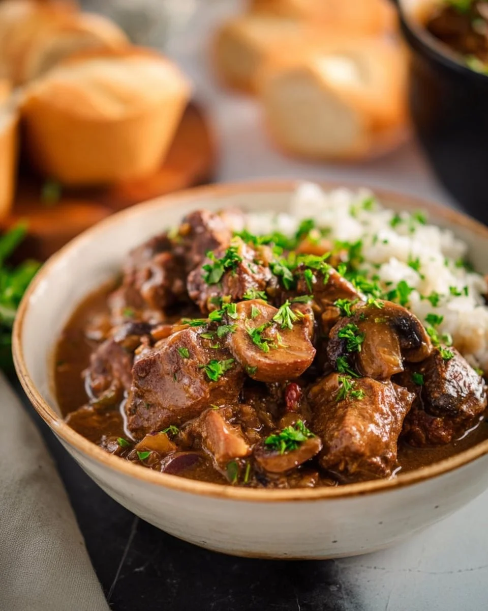 Slow Cooker Beef and Mushroom Stew