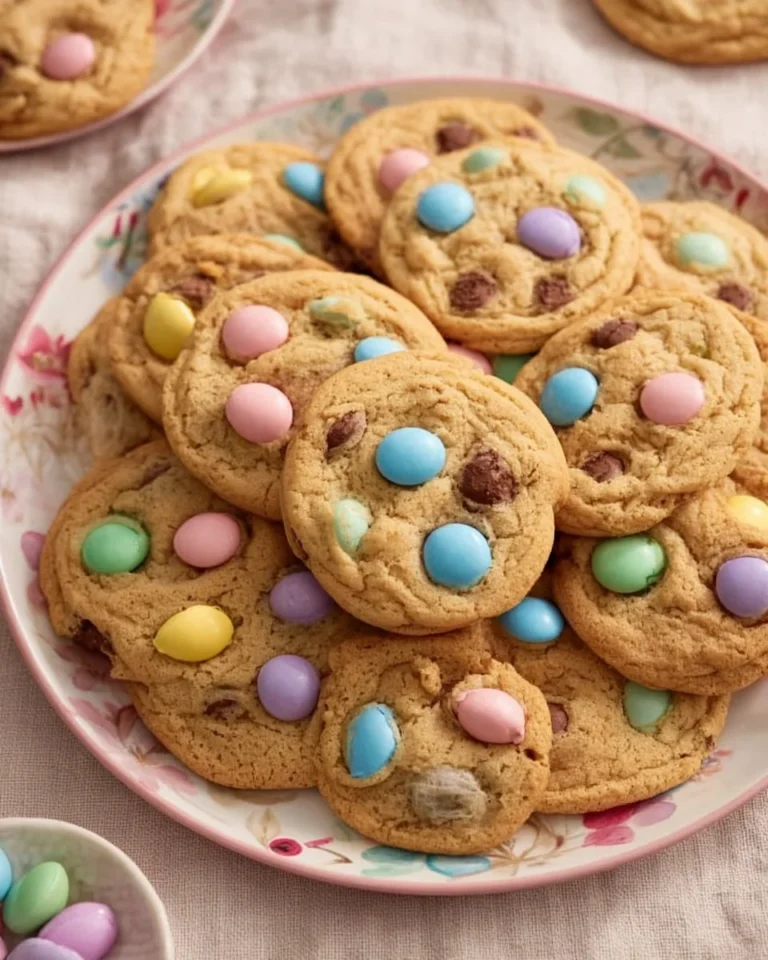 Spring M&M cookies with colorful candies perfect for celebrations.
