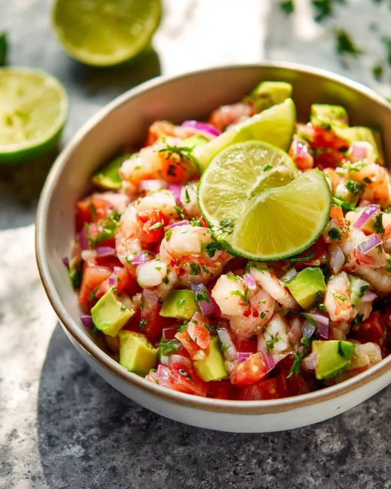 Zesty lime shrimp and avocado salad served in a bowl