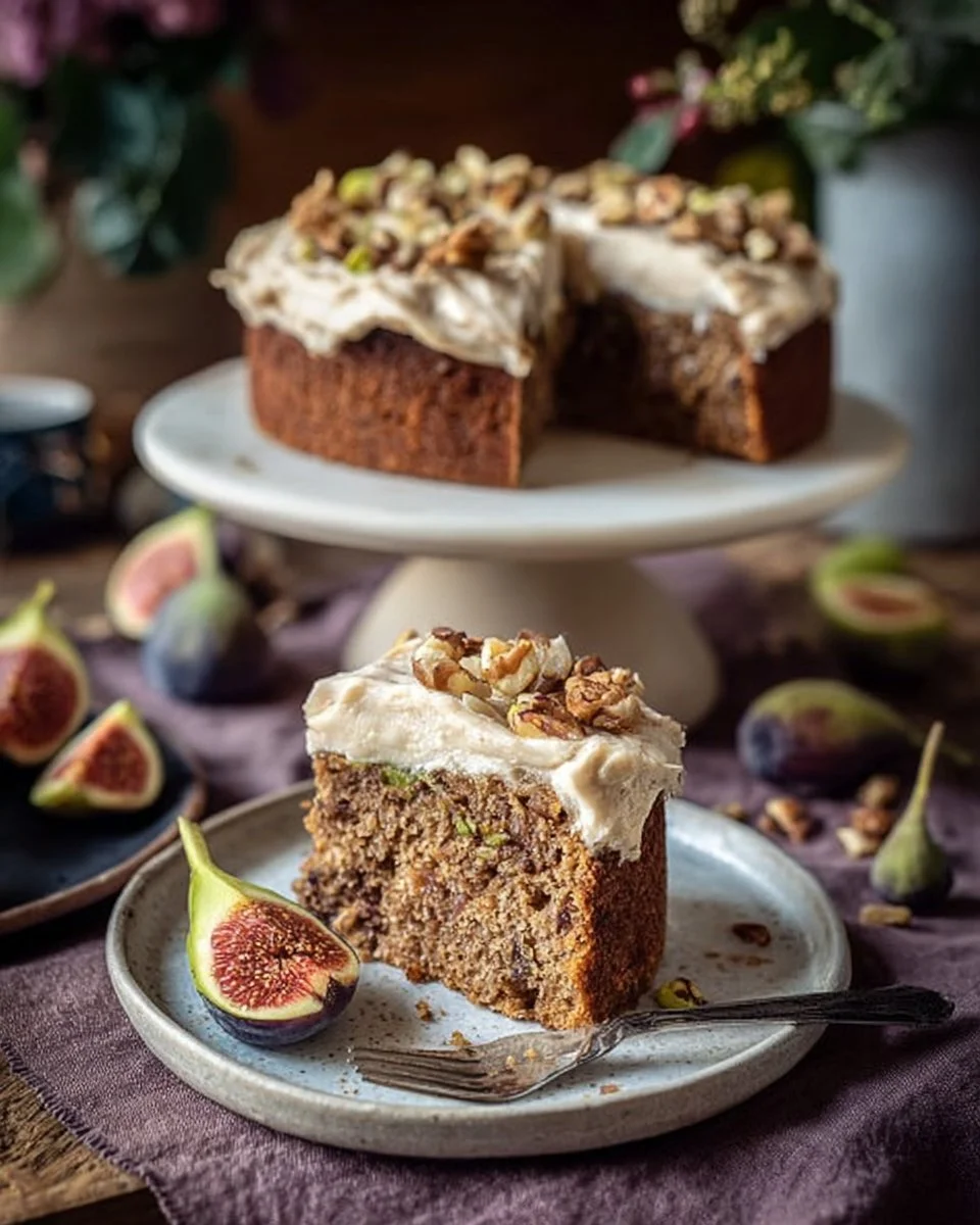 Easy Apple, Fig and Walnut Cake with Maple Cream Cheese Frosting