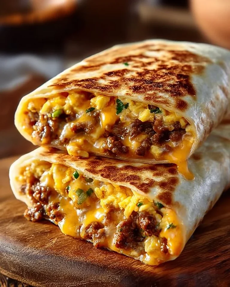 Delicious Breakfast Crunchwrap filled with eggs, cheese, and savory ingredients