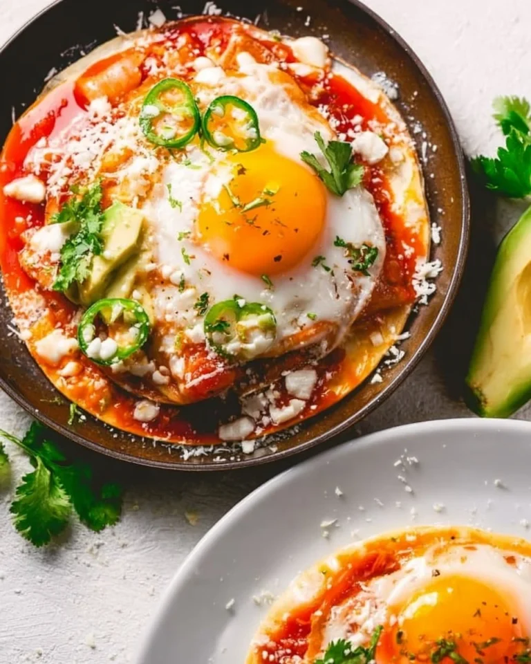 Plate of traditional ranch-style eggs served with vegetables and herbs
