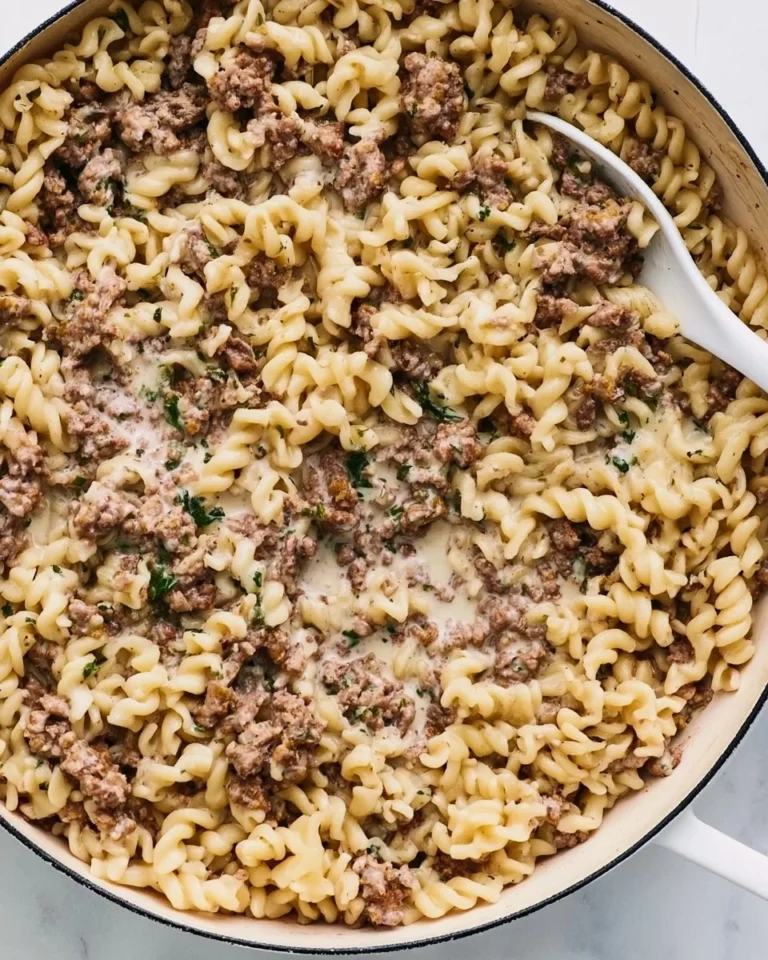 Delicious 30-minute ground beef stroganoff served on a plate