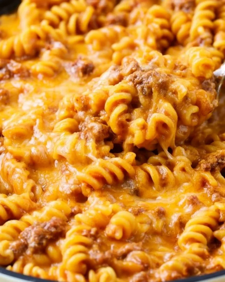 Delicious cheesy taco pasta served in a bowl with toppings