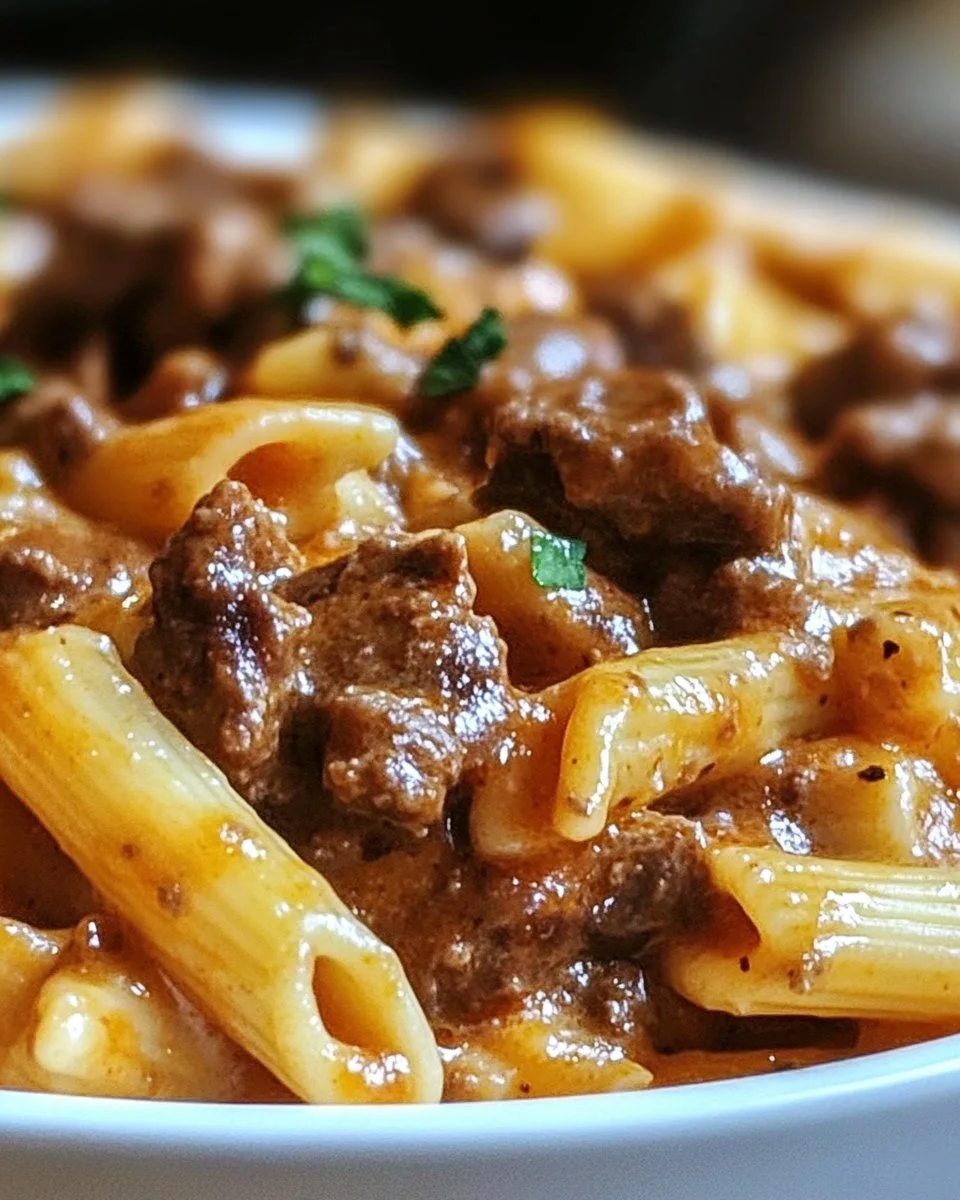 Creamy Slow Cooker Beef Pasta