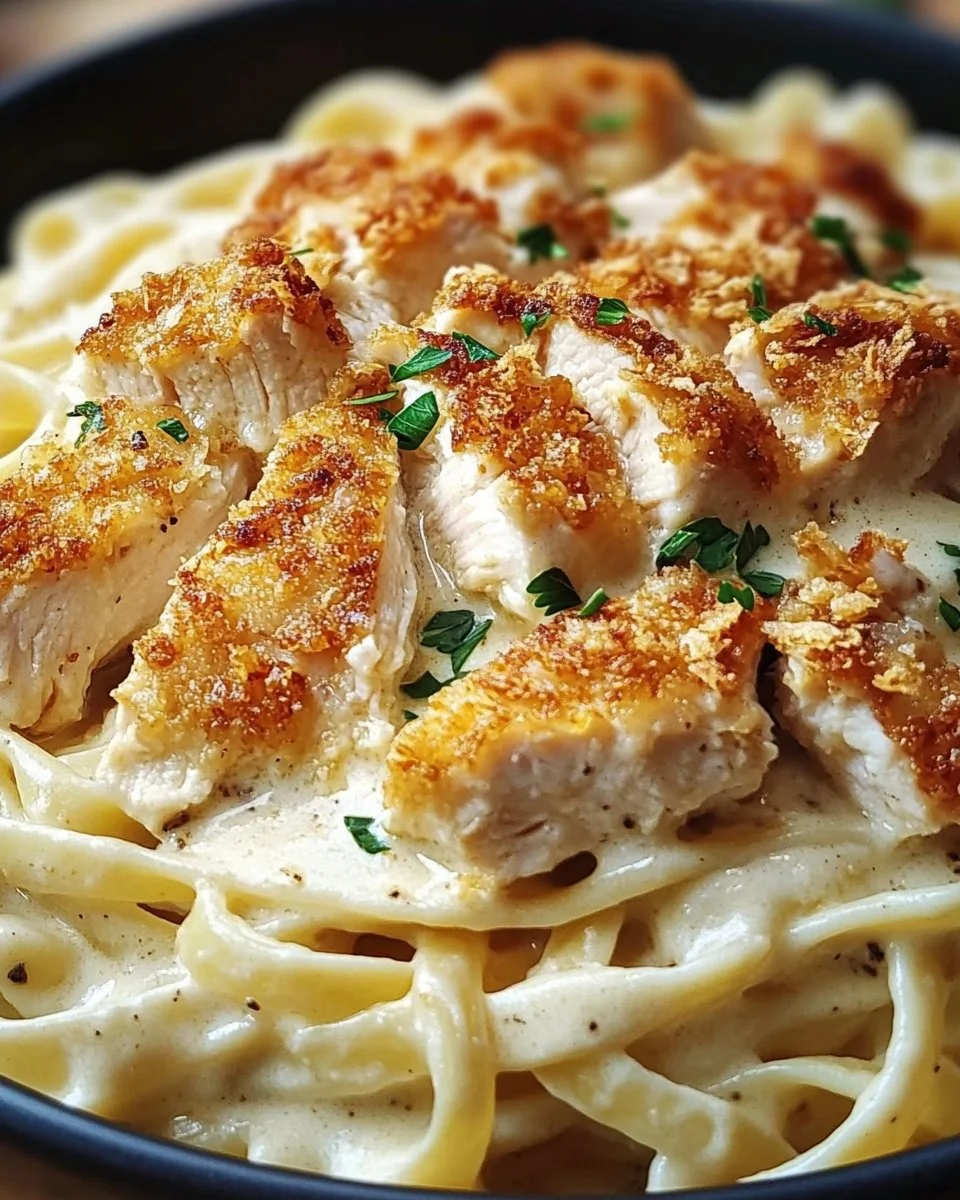 Crispy Chicken Fettuccine Alfredo