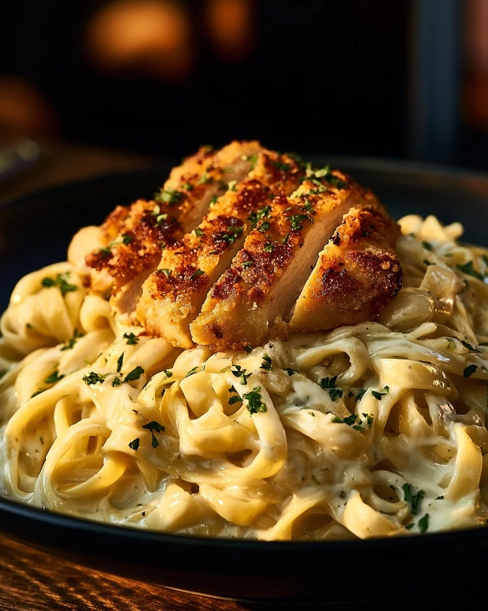 Crispy Chicken Fettuccine Alfredo