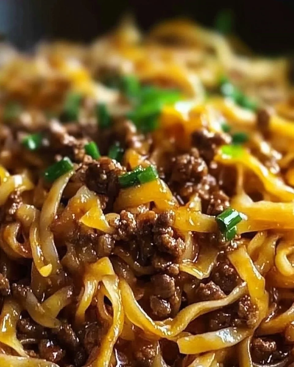 Easy Mongolian Ground Beef Noodles Recipe