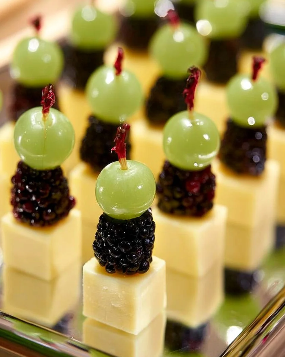 Festive Fruit and Cheese Plate | Toothpick Appetizers, Cheese on Toothpicks Party Appetizers, Elegant Party Appetizer Picks