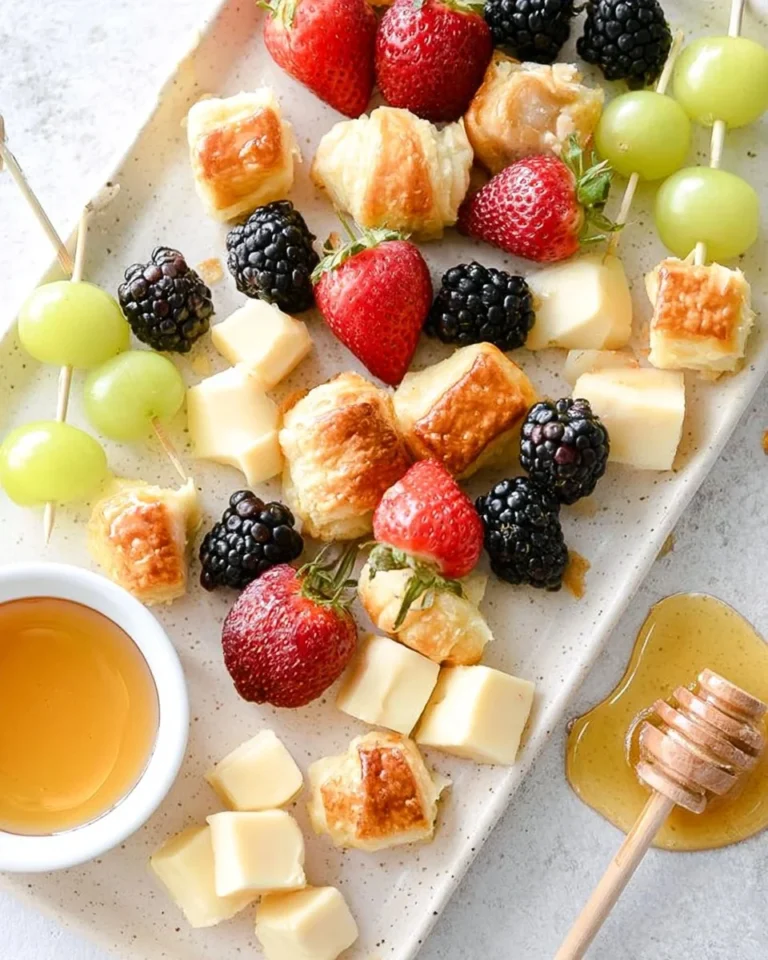 Fruit and Cheddar Cheese Skewers appetizer with vibrant colors