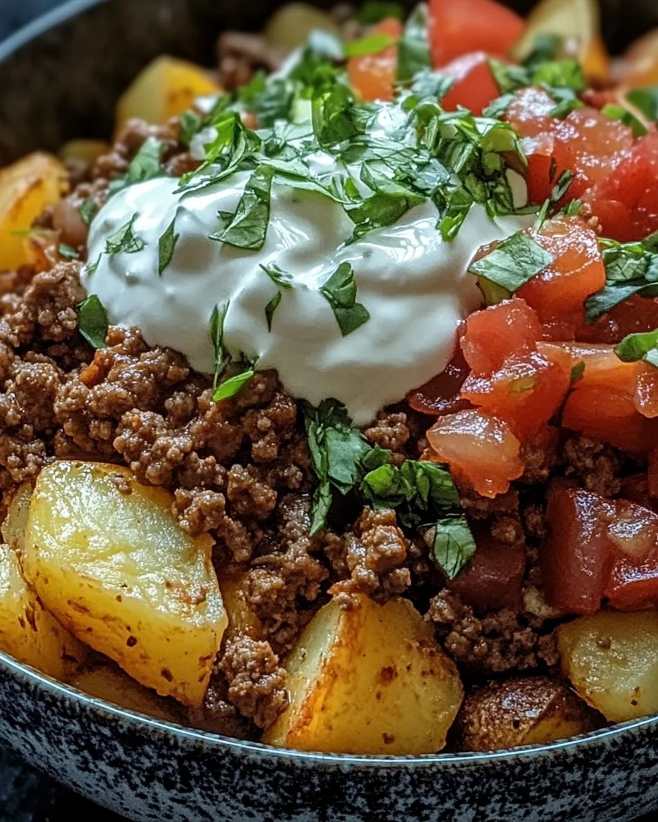 Ground Beef and Potato Taco Bowl