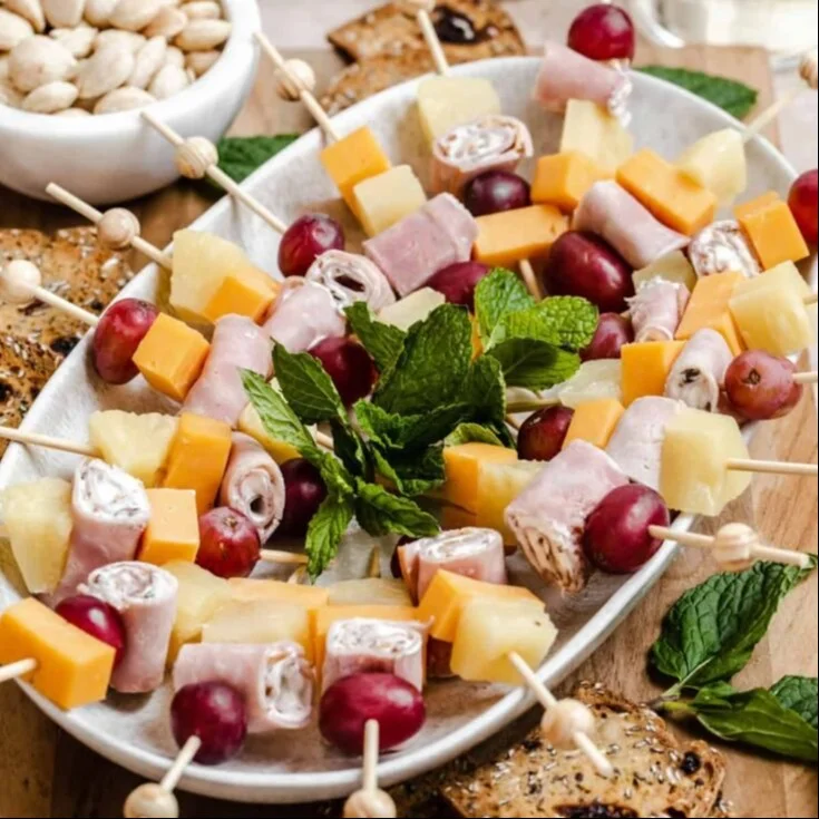 Ham, Cheese and Fruit Skewers