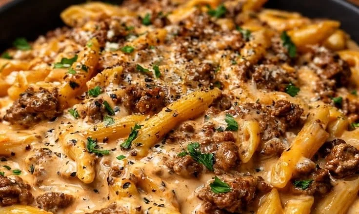 High-Protein Creamy Beef Pasta