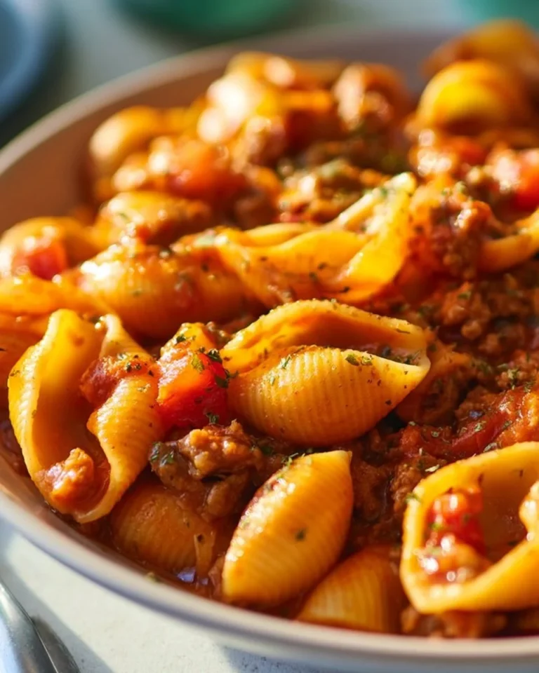 High Protein Taco Pasta served in a bowl with toppings