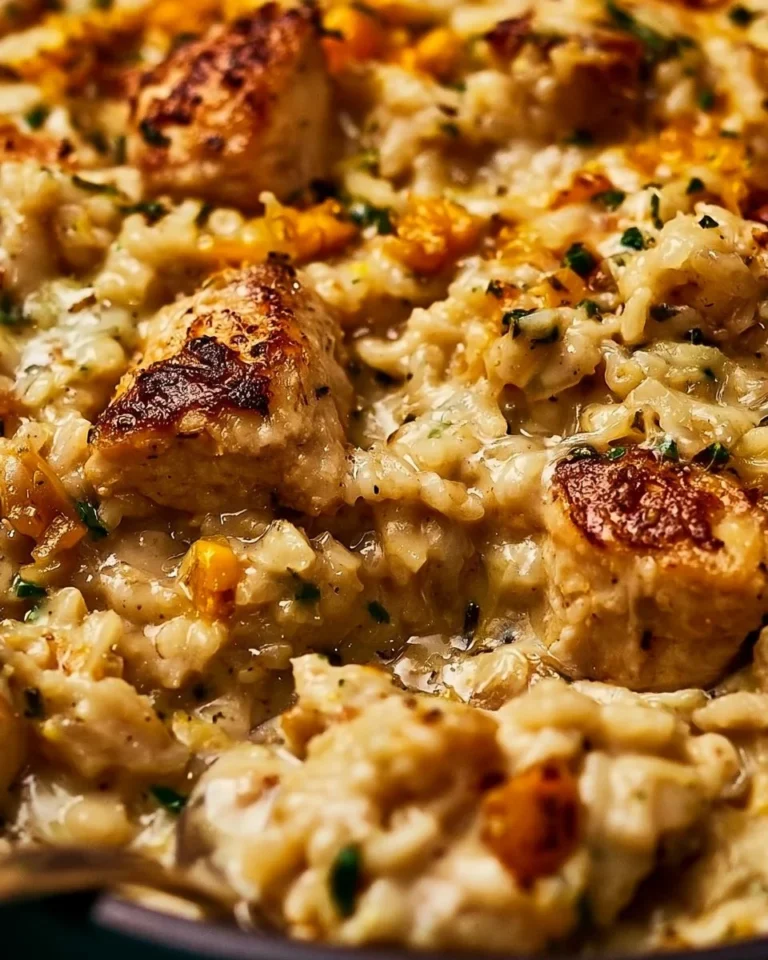 Bowl of creamy chicken and rice made in an Instant Pot