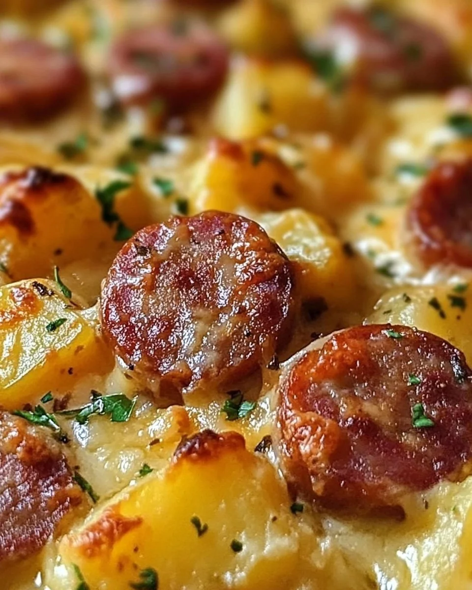 Kielbasa Sausage Cheesy Potato Casserole