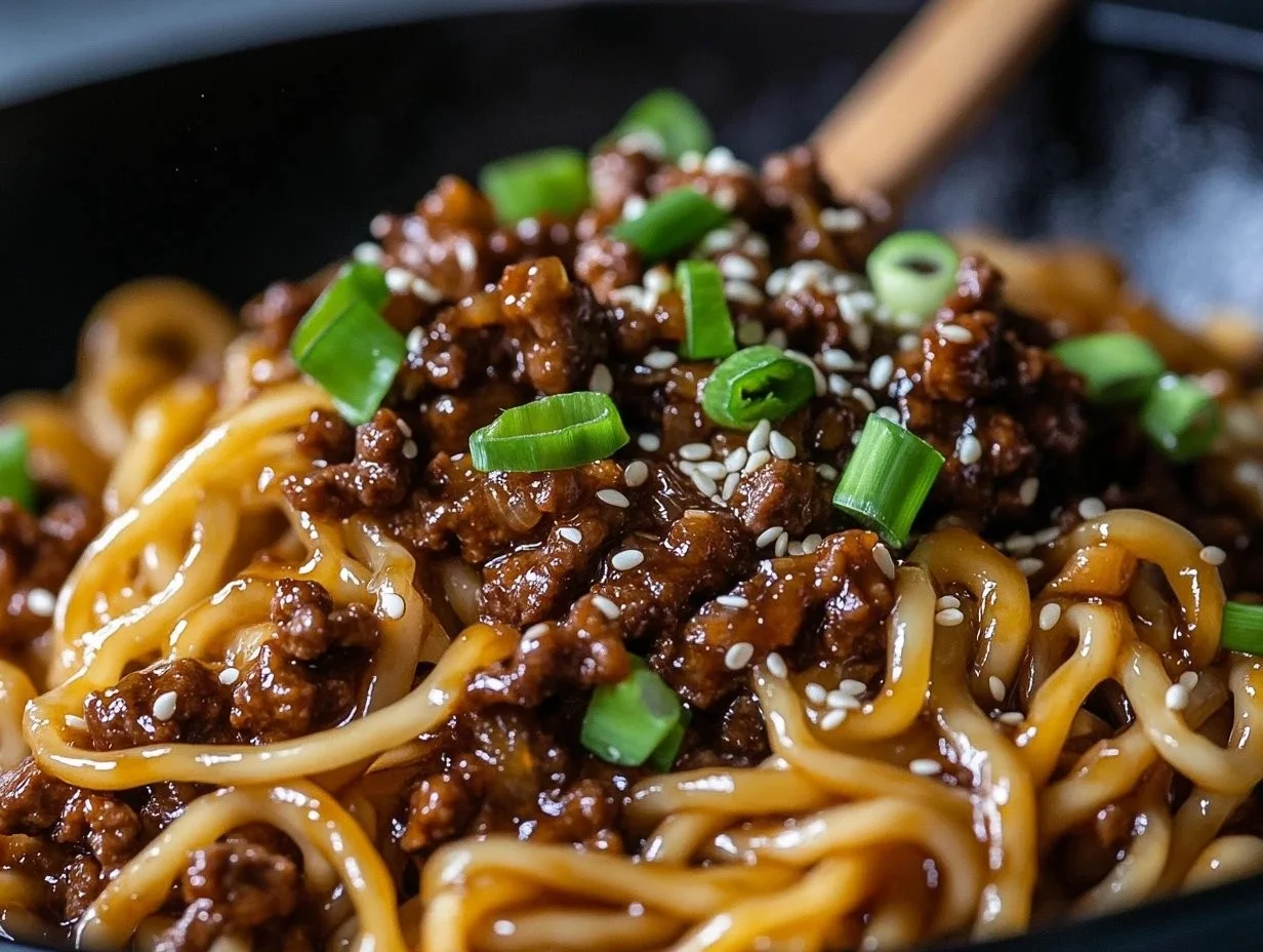 Mongolian Ground Beef Noodles
