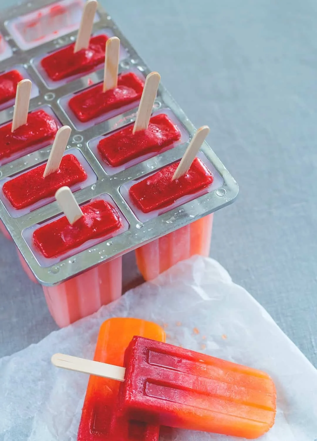 Orange Strawberry Sunrise Popsicles
