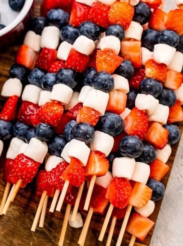 Red, White and Blue Fruit Kabobs
