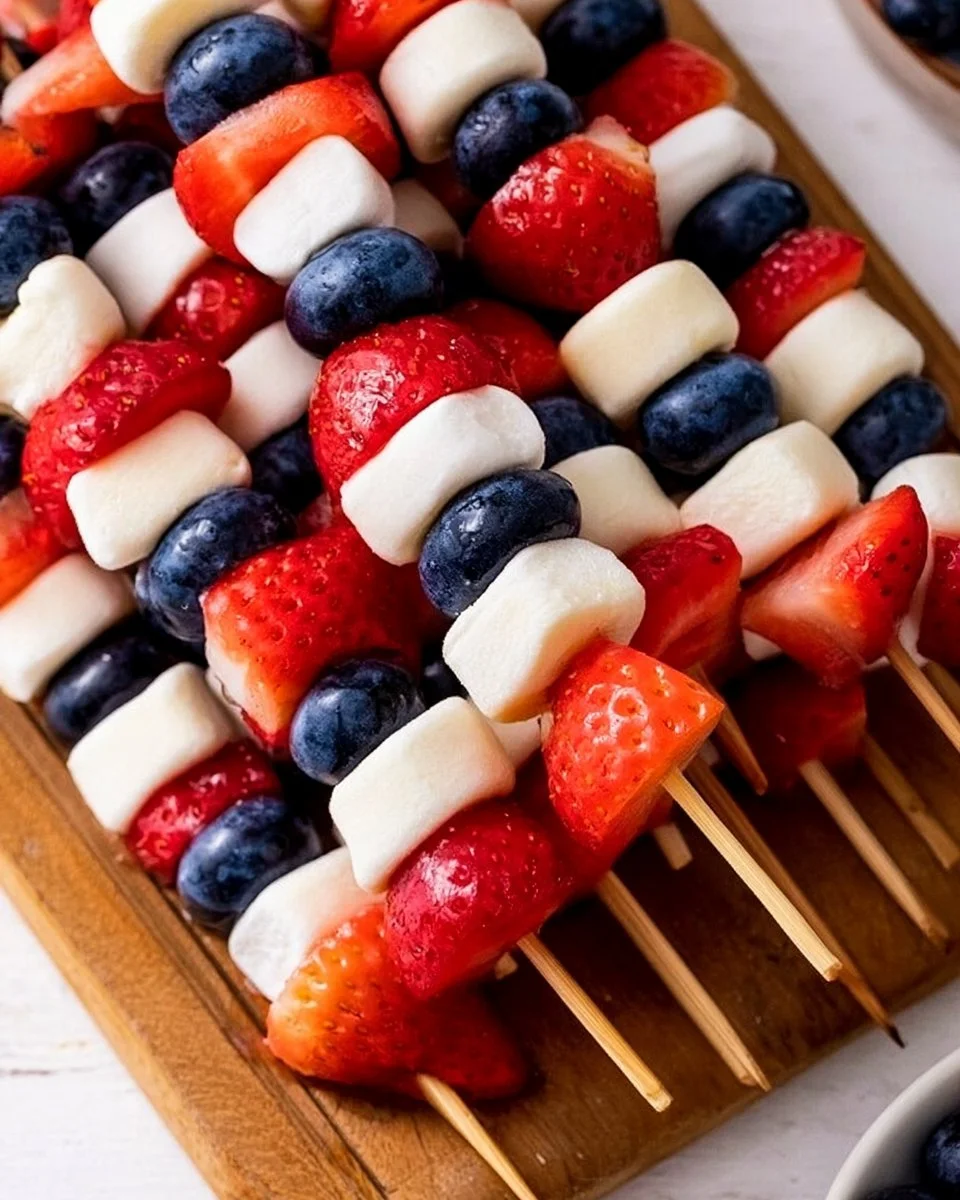 Red, White and Blue Fruit Kabobs