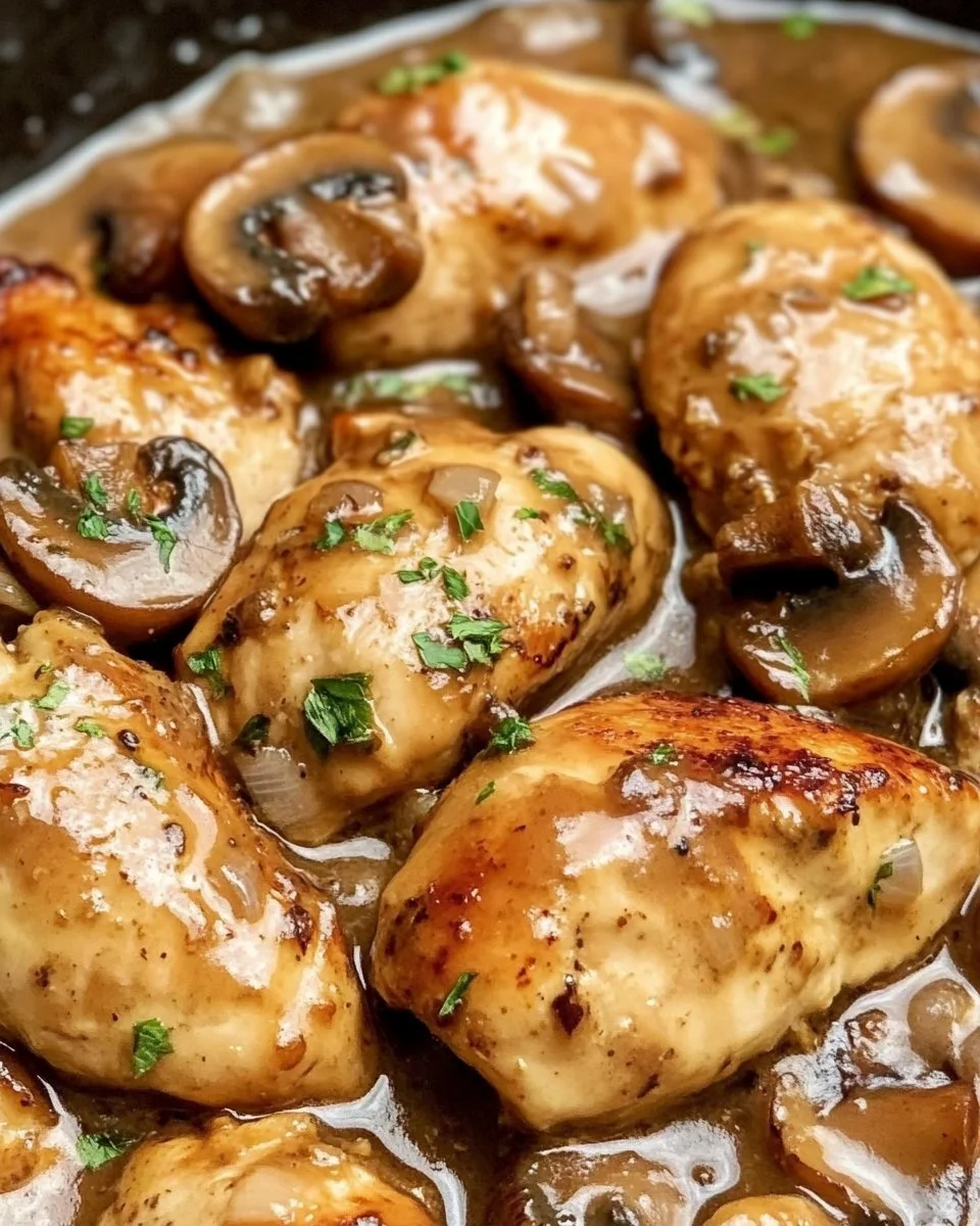 Skillet Chicken and Mushroom Wine Sauce
