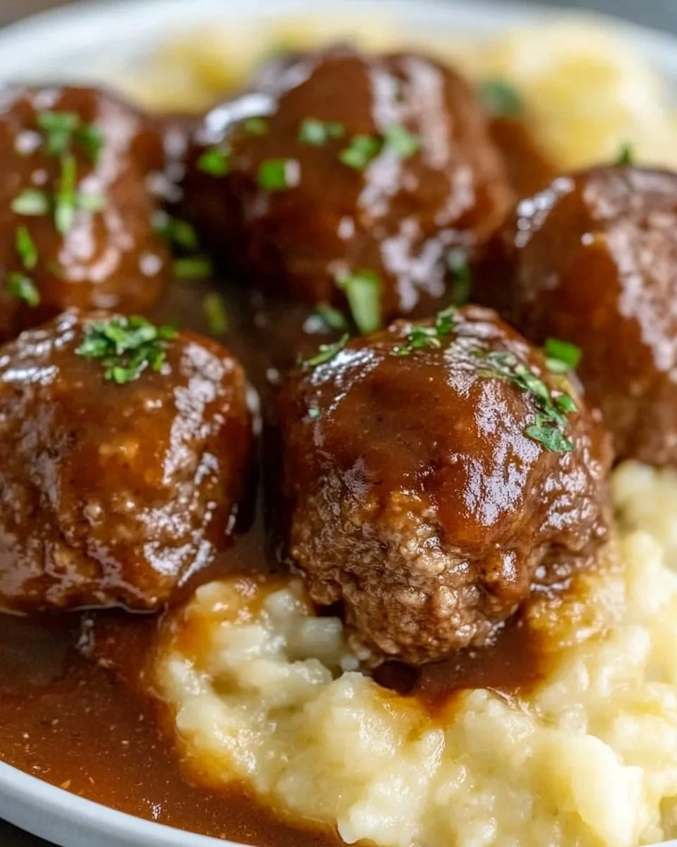 Slow Cooker Salisbury Steak Meatballs