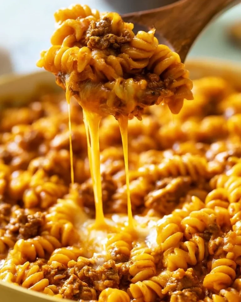 Delicious Enchilada Pasta topped with cheese and fresh cilantro