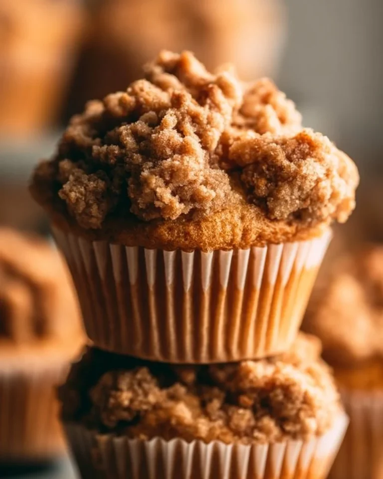 Freshly baked apple crumble muffins with a crunchy topping