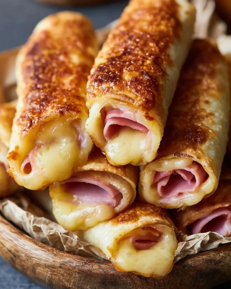 Delicious baked mozzarella ham sticks on a plate, ready to enjoy