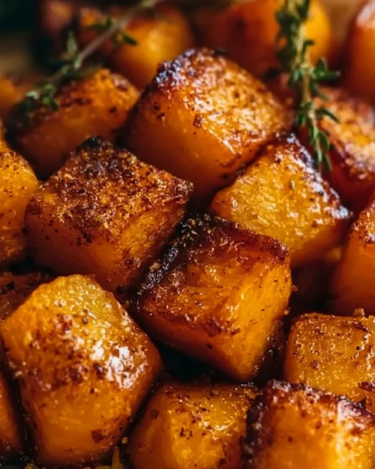 Delicious brown sugar roasted butternut squash ready for cozy fall dining