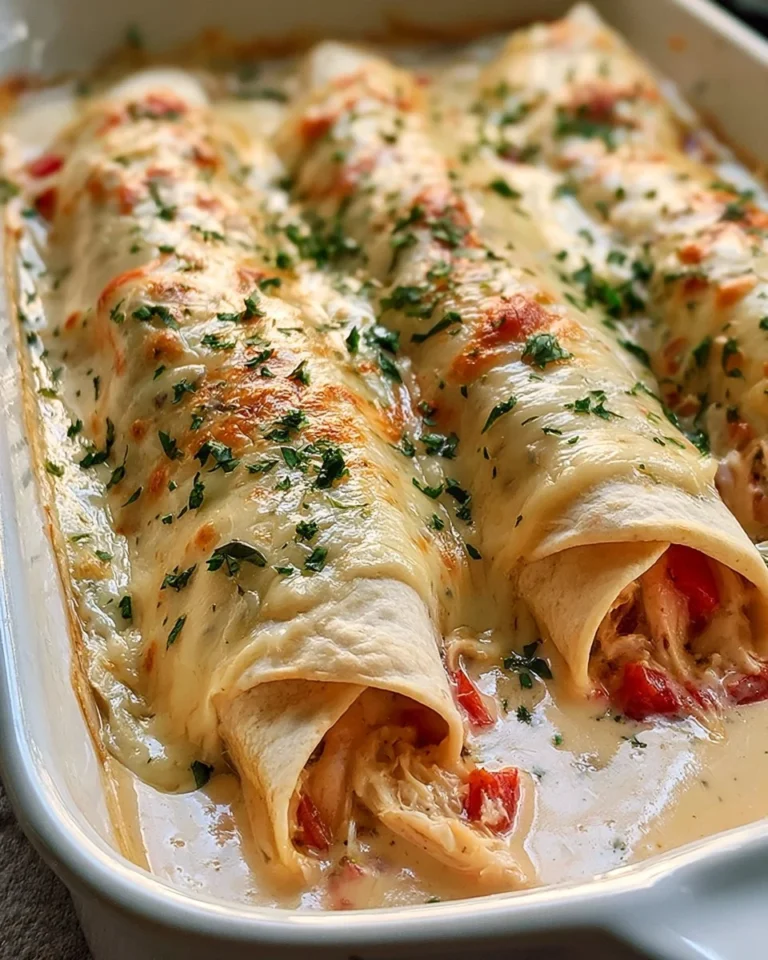 Delicious plate of cheese chicken enchiladas topped with fresh ingredients.