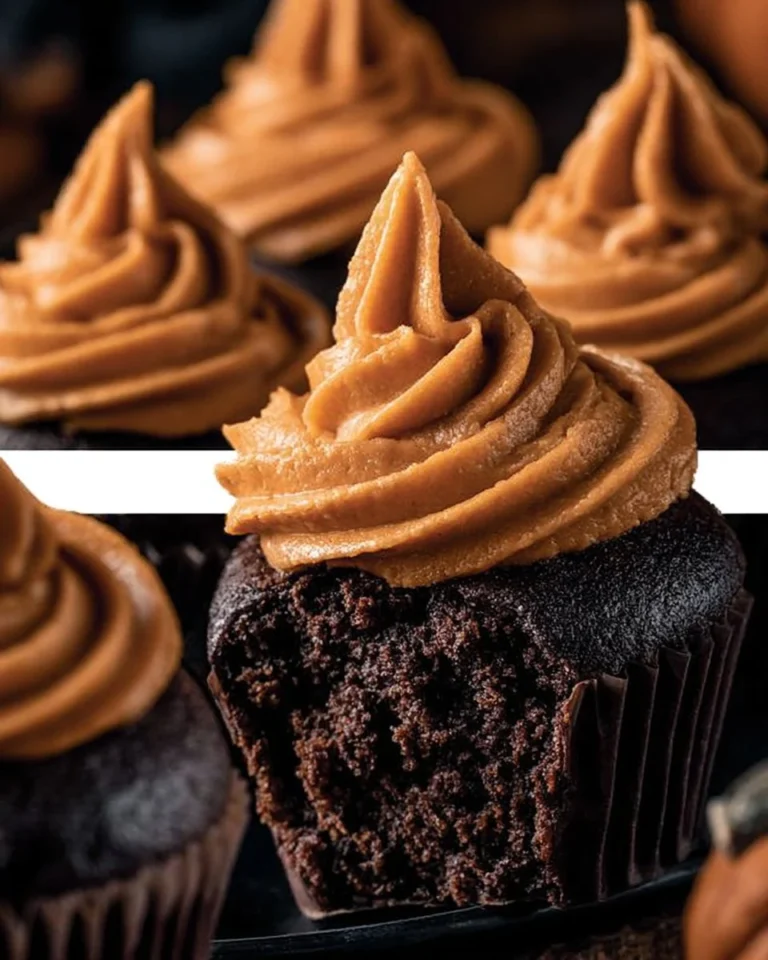 Delicious Chocolate Pumpkin Cupcakes with frosting and pumpkin decorations