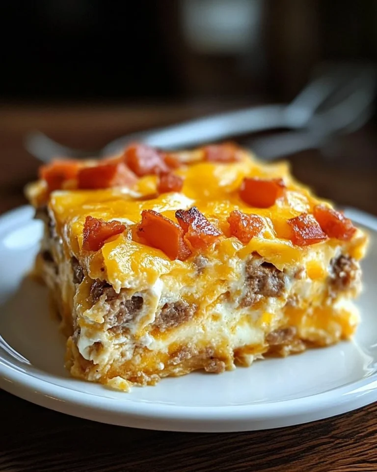 Crack Breakfast Casserole with eggs, cheese, and sausage baked to perfection