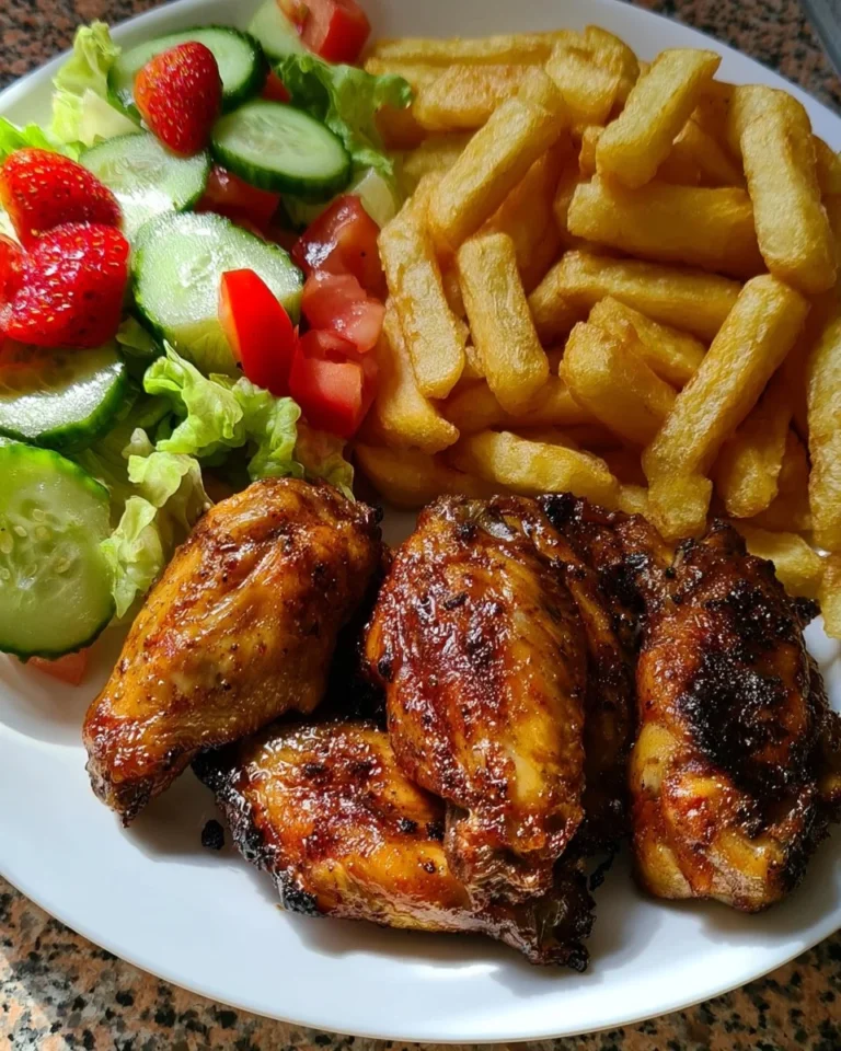 A delicious plate of crispy chicken wings garnished with herbs and served with dipping sauces