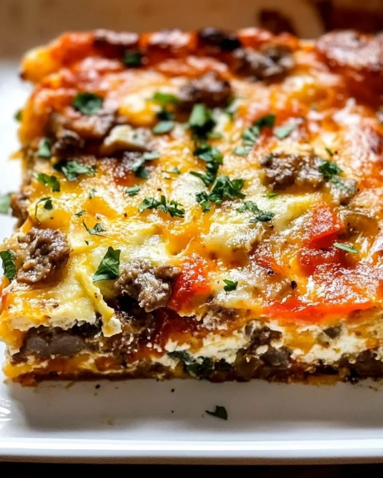 A delicious easy breakfast casserole baked with eggs, cheese, and veggies.