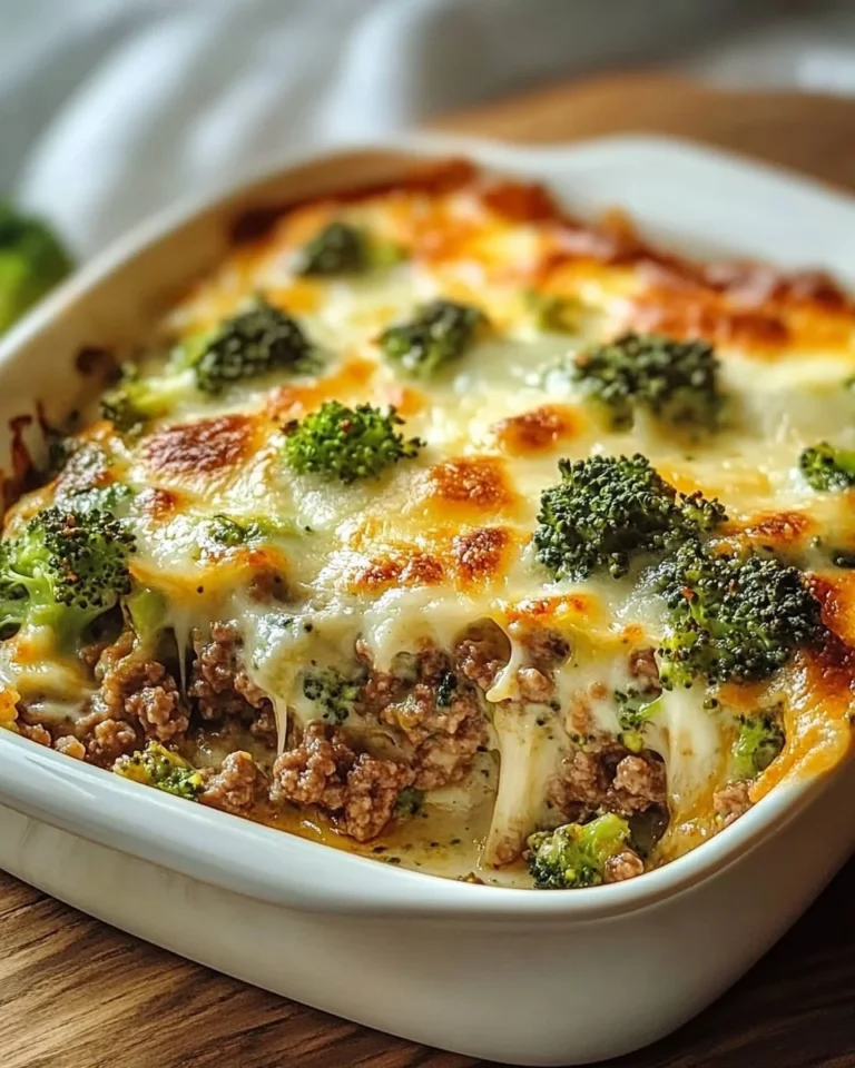 Easy broccoli hamburger casserole dish baked to perfection