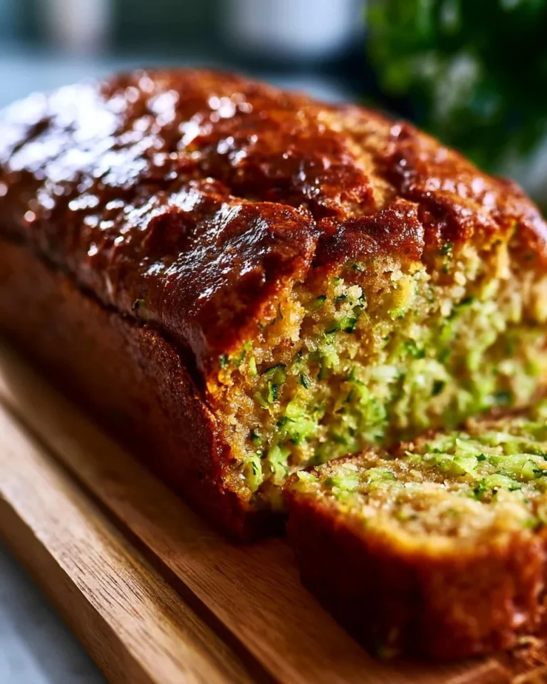 Delicious homemade zucchini bread on a wooden cutting board