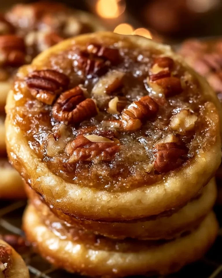 Delicious easy pecan pie cookies on a plate, showcasing their golden brown texture.