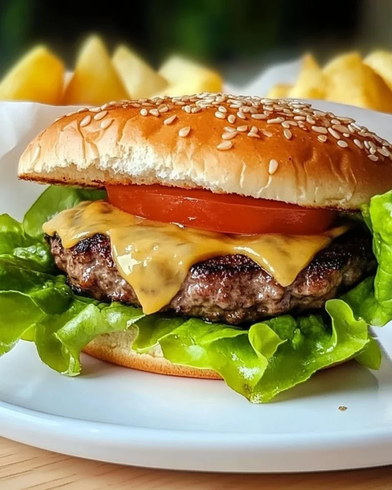 Guilt-free hamburger made with lean meat and fresh toppings on a whole grain bun