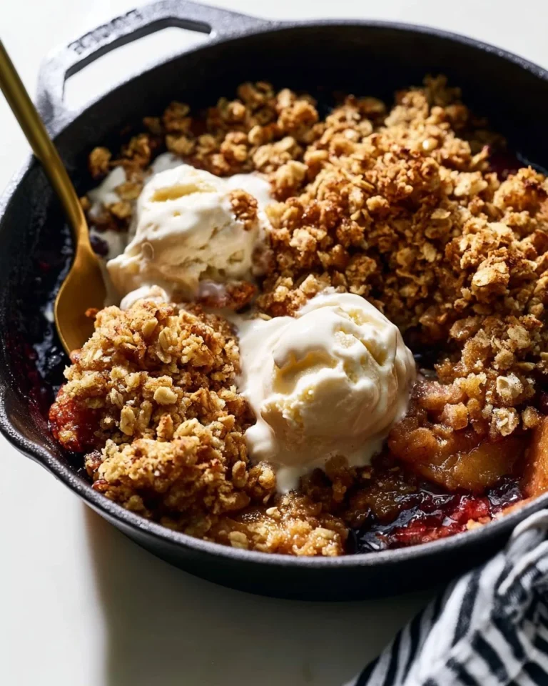 Delicious homemade apple crisp with apples and a crumbly topping