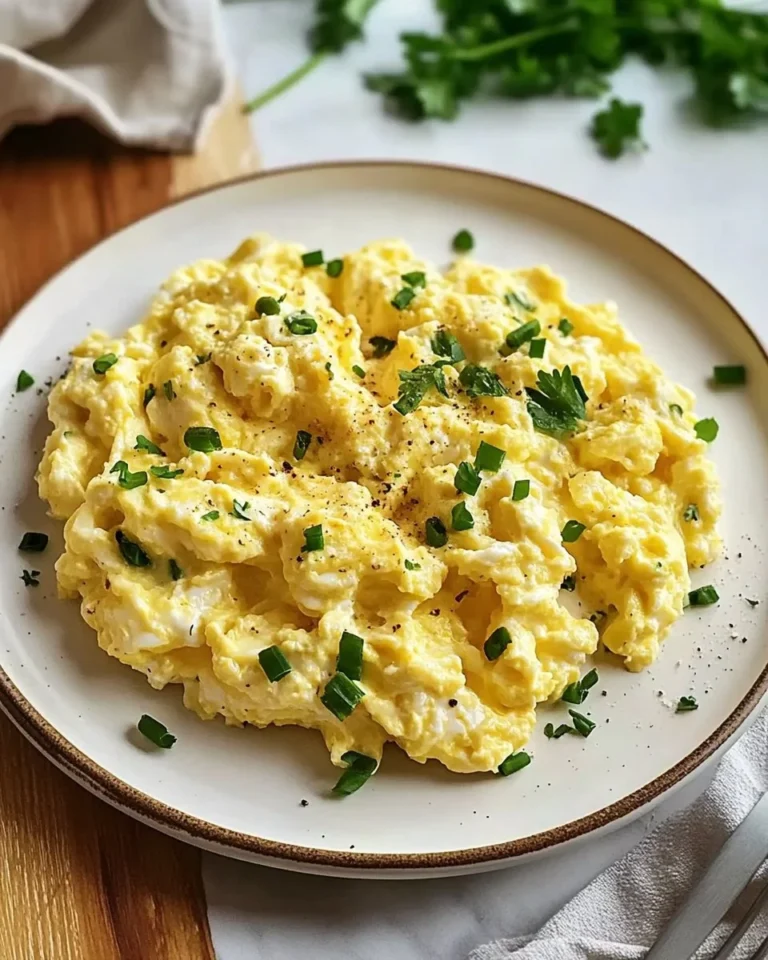 Homemade cottage cheese scrambled eggs served in a bowl
